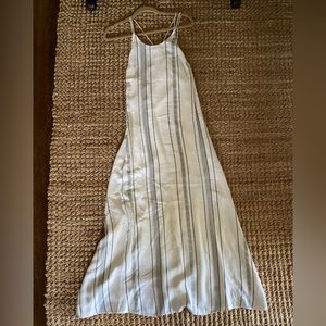 Myne Anthropologie Strappy Maxi Dress Gray White Striped 2